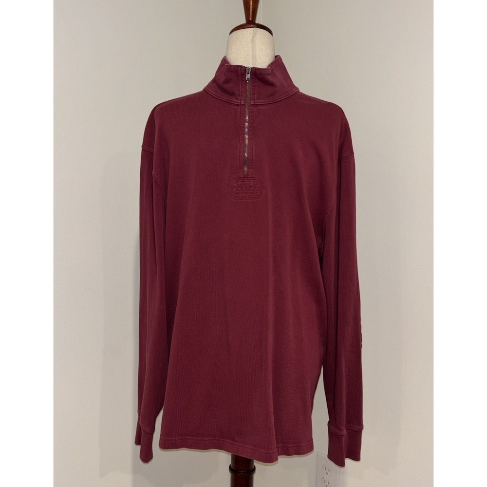 J Crew Oarsman 1/4 Zip Rugby Pullover Sweatshirt Mock Neck Elbow Patch Men's L
